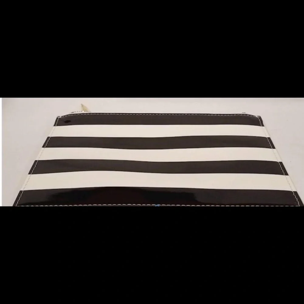 Kate Spade New York Women's Black White Striped Zipper Pouch Wallet